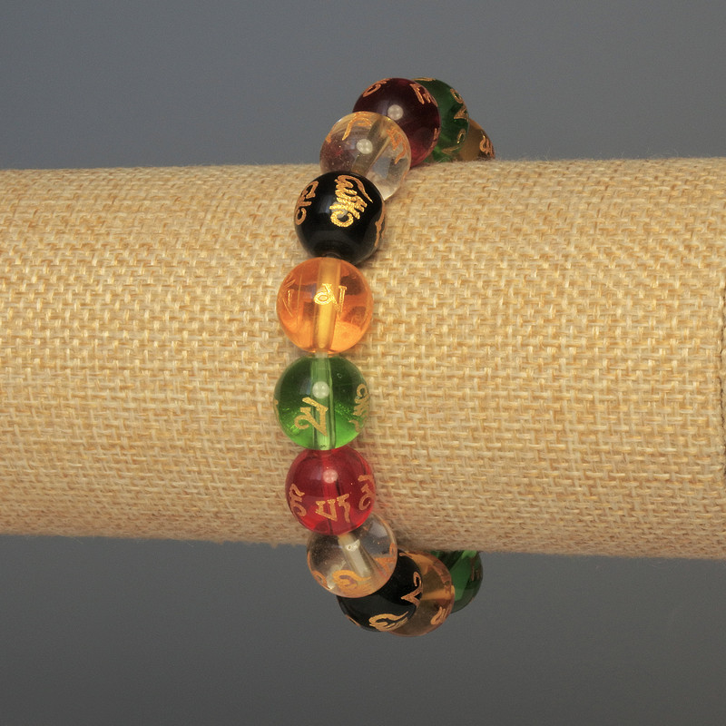 Bracelet Glass smooth beads, diameter 12mm±, 18cm±, stretch