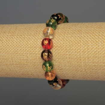 Bracelet Glass smooth beads, diameter 10mm±, 18cm±, stretch