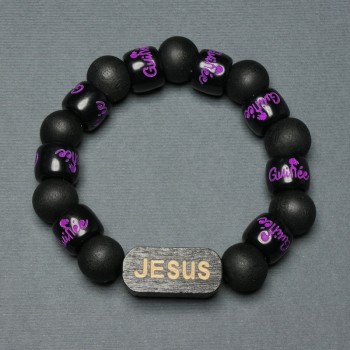 Bracelet with Wooden Beads, bead diameter 12mm±, wooden insert diameter 25x11mm±, 18mm±, stretch