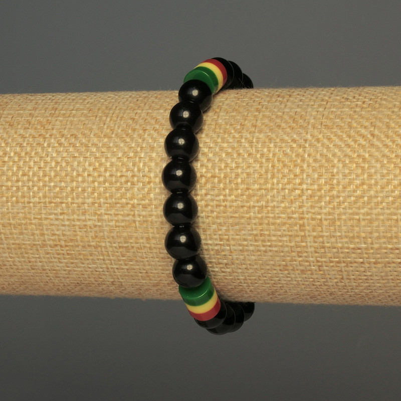 Agate Bracelet – pressed smooth beads, diameter 8mm±, acrylic insert, diameter 9x8mm±, 18cm±, stretch