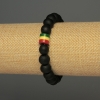 Wooden Bead Bracelet with Acrylic Inlay, Ø10mm beads ±, Acrylic 9x8mm ±, length 18cm ±, elastic