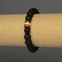 Wooden Bead Bracelet with Acrylic Inlay, Ø10mm beads ±, Acrylic 9x8mm ±, length 18cm ±, elastic