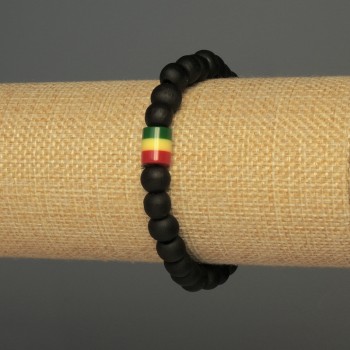 Bracelet Wooden Beads, diameter 8mm±, acrylic insert 9x8mm±, length 18cm±, stretch