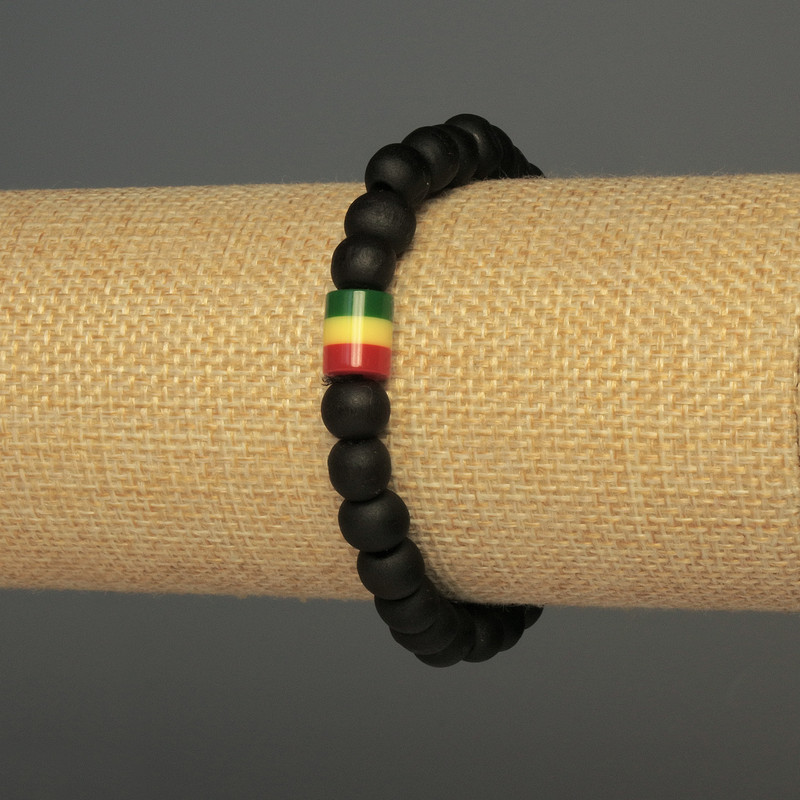 Bracelet Wooden Beads, diameter 8mm±, acrylic insert 9x8mm±, length 18cm±, stretch
