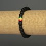 Bracelet Wooden Beads, diameter 8mm±, acrylic insert 9x8mm±, length 18cm±, stretch