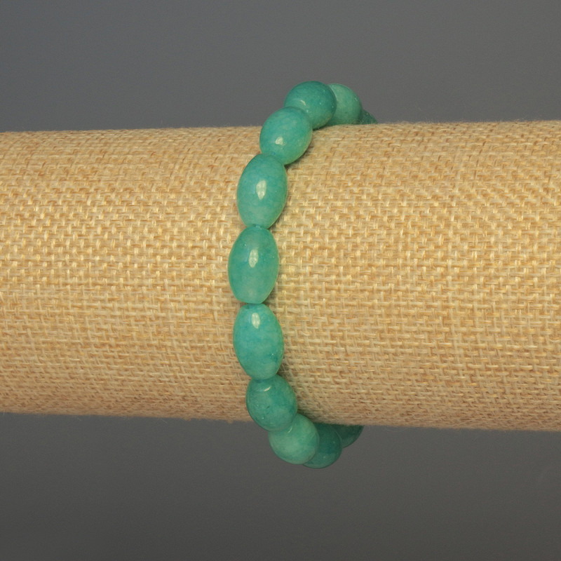 Bracelet Aquamarine grain, diameter 12×8mm +-, length 18cm +-, stretch