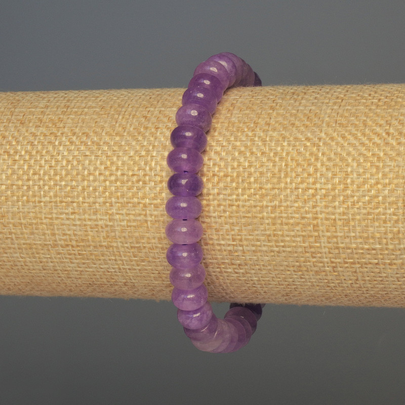 Bracelet Lavender Amethyst Rondelle, diameter 8×5mm±, length 18cm± stretch