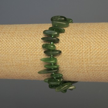 Bracelet Jadeite Chip Needle, diameter 12-20×3-5mm± with seed beads, length 18cm± stretch