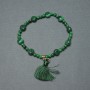 Malachite Coin Bracelet, 8mm diameter coins, smooth 4mm beads, stretch 18cm adjustable