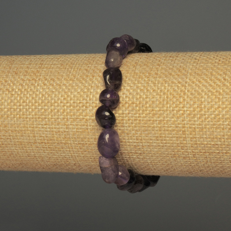 Amethyst faceted bracelet, 8x8mm diameter, 18cm length, elastic