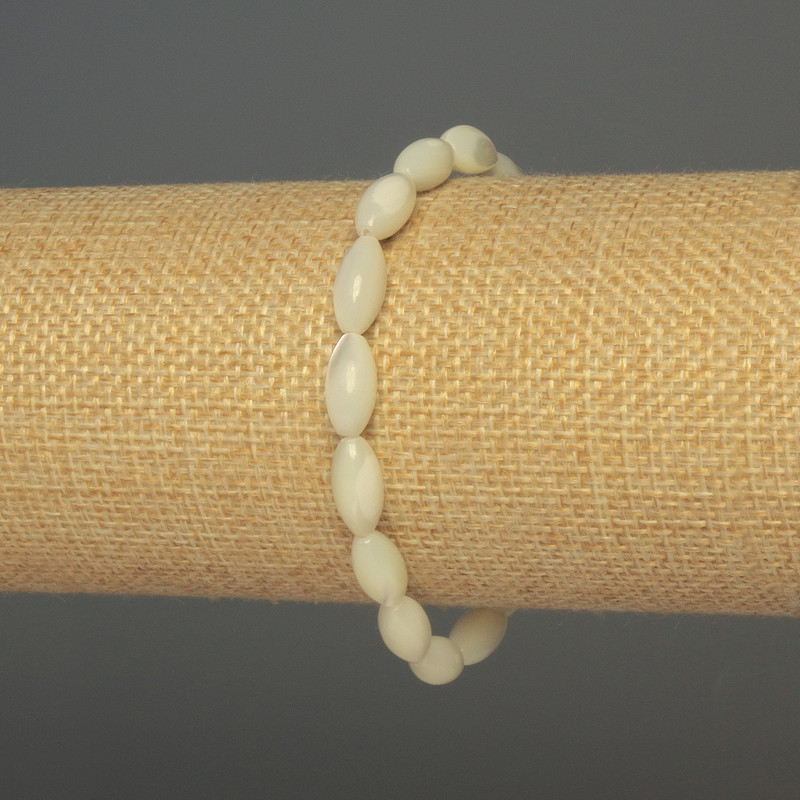 Bracelet Mother-of-Pewter Pearl grain, diameter 12x6mm +-, length 18cm +- stretch