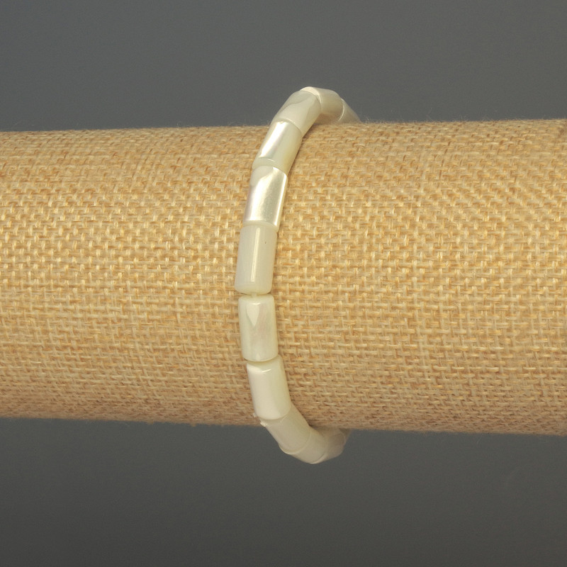Bracelet Mother-of-Pearl Cylindrical, diameter 10x6mm +-, length 18cm +-, stretch