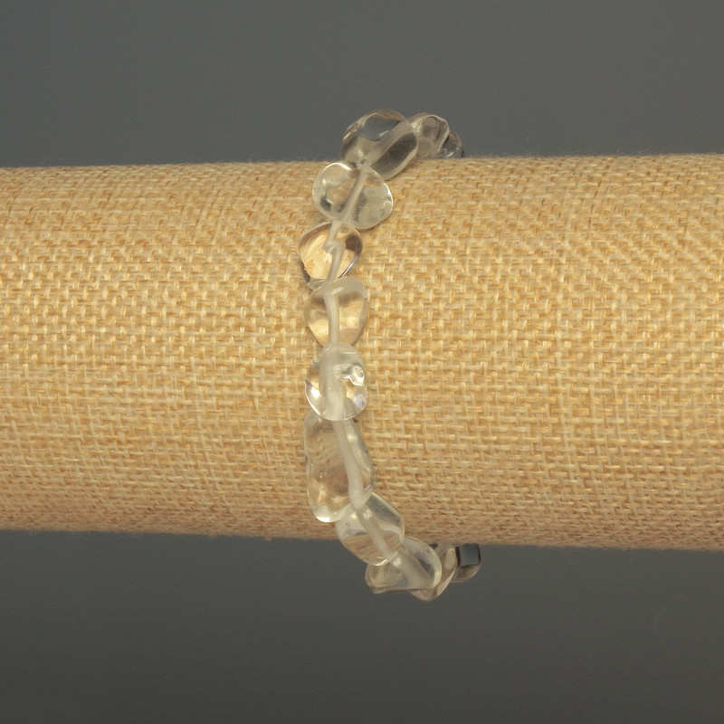 Bracelet Mountain Crystal Tumbled, diameter 8-12×9mm+-, length 18cm+- stretch