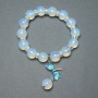 Moonstone Bracelet Smooth Bead 12mm+- with metal inlays, length 18cm+- stretch