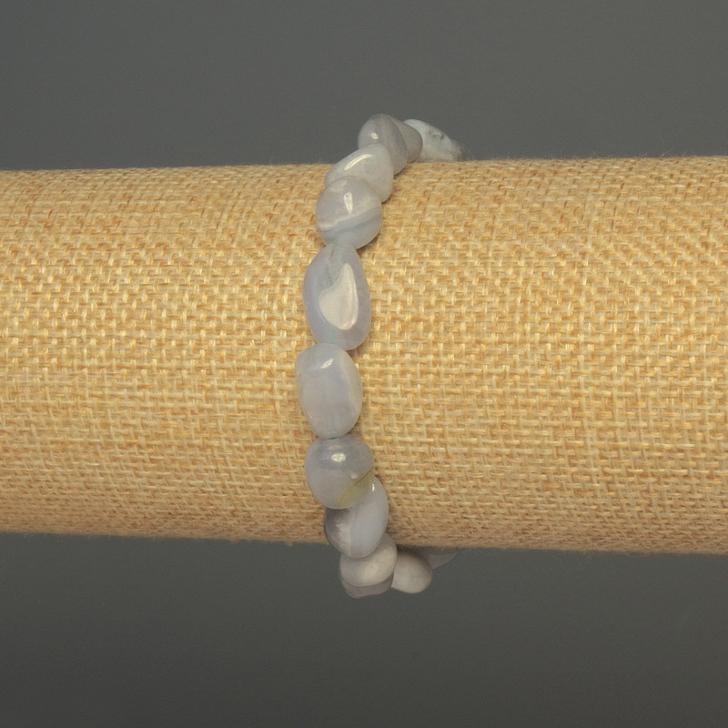 Blue Agate tumbled bracelet, 8-10x8mm, stretchy, 18cm long