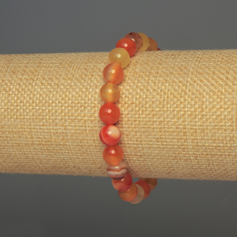 Agate Bead Bracelet smooth round 8mm dia. ± 18cm length stretch