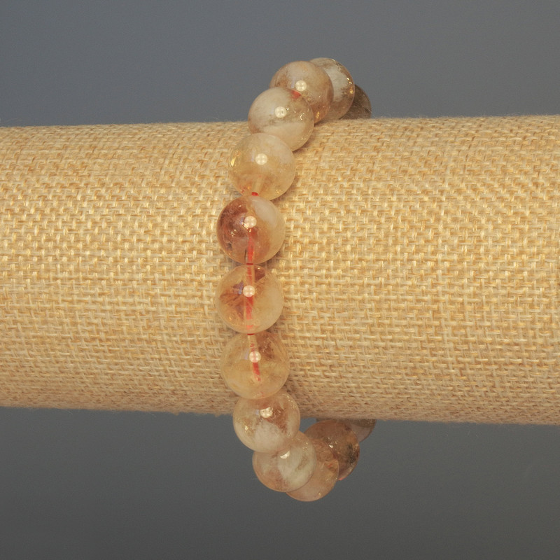 Bracelet Citrine smooth beads, diameter 11mm±, length 18cm± stretch