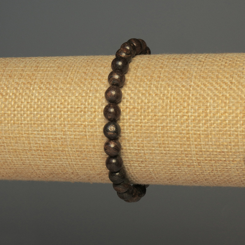 Bronzite Bracelet Smooth Bead, 6mm diameter ± 18cm ± Stretch