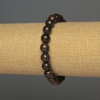 Bronzite Bead Bracelet, smooth round beads 8mm, stretch 18cm