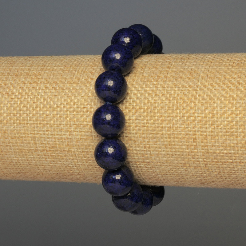 Lapis lazuli smooth ball bracelet, diameter 12mm±, 18cm±, elastic