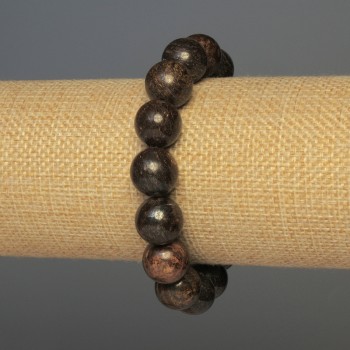 Bronzite Bracelet with Smooth Beads, 12mm ± 18cm ± Stretch
