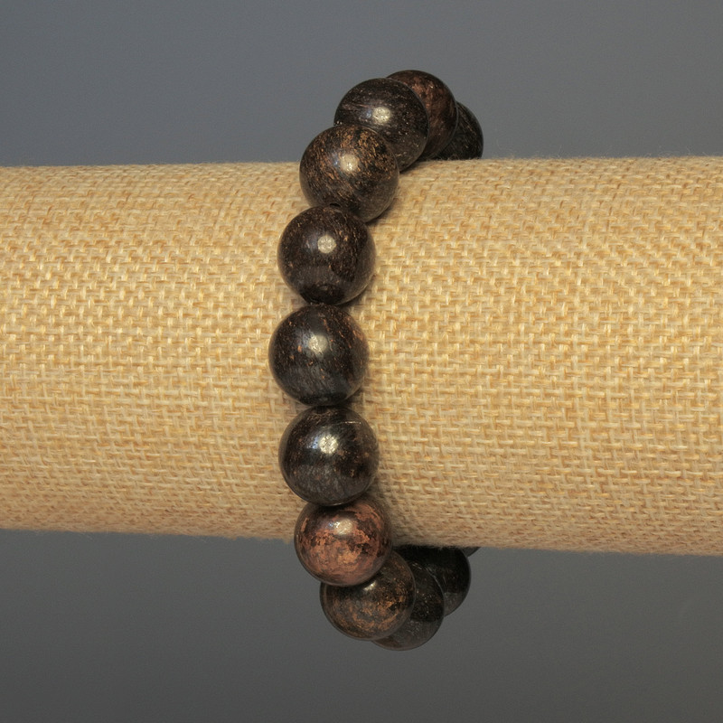 Bronzite Bracelet with Smooth Beads, 12mm ± 18cm ± Stretch