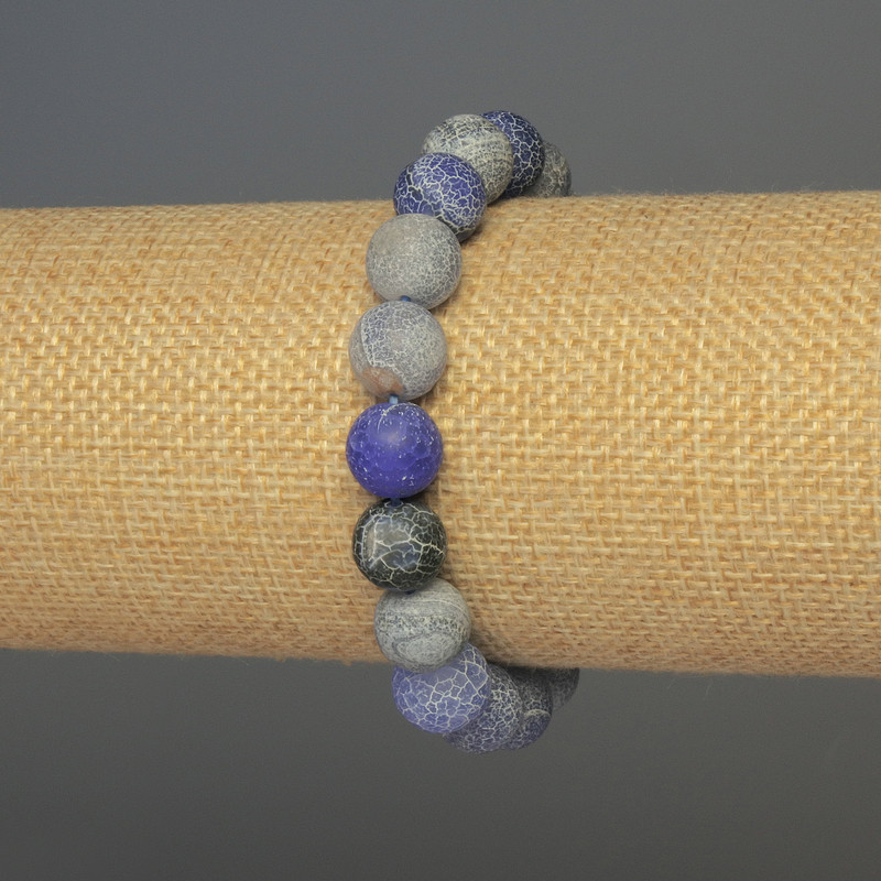 Bracelet Frosty Agate smooth bead, diameter 10mm±, length 18cm± stretch