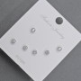 Stud Earrings 3, 2mm+- silver metal white rhinestones