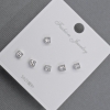 Stud Earrings 3, 5mm+ Silver Tone Metal with White Rhinestones