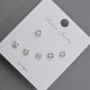 Stud Earrings 3, 5mm+ Silver Tone Metal with White Rhinestones