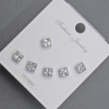 Stud Earrings 5mm+- silver-tone metal with white rhinestones