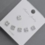 Stud Earrings 5mm+- silver-tone metal with white rhinestones