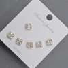 Stud Earrings 5mm +/- Gold-Tone Metal White Rhinestones
