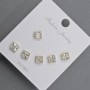 Stud Earrings 5mm +/- Gold-Tone Metal White Rhinestones