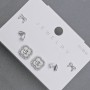 Earrings, Studs, Clover, White Crystals, Silver-Tinish Metal, 10mm