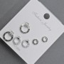 Earrings, stud, silvered metal with white crystals