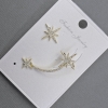 Stud earrings with cupro (cafe) on the ear in golden metal 13x37mm± white stones
