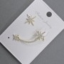 Stud earrings with cupro (cafe) on the ear in golden metal 13x37mm± white stones