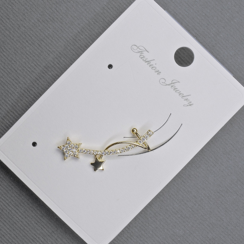 Earrings 'Pusta' with cafe on ear silvered metal 11x28mm+-white crystals