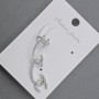 Earring Café Stud in Silver Metal 10x42mm+- white crystals