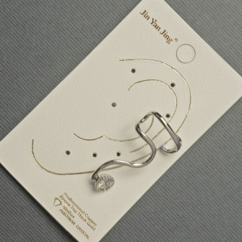 Café stud earring with silver-coloured metal and white crystal