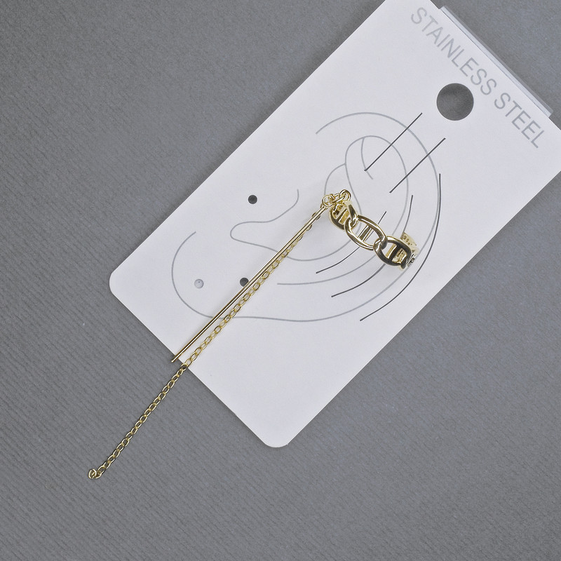 Earring 'Cafe Cup' on ear stud with golden metal 4.5x15mm±, length 77mm±