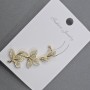 Cafe stud earring on ear, gold-tone metal 14x38mm± white crystals