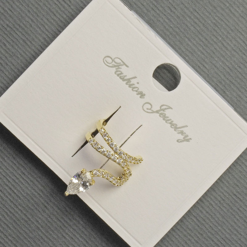 Earring Capp (Café) 'Snake' golden metal 12x14mm+- white crystals