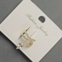 Earring Capp (Café) 'Snake' golden metal 12x14mm+- white crystals