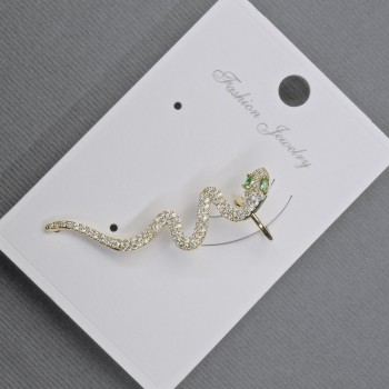 Cafe Stud Earrings in Yellow Metal with White and Green Rhinestones, length 41mm±