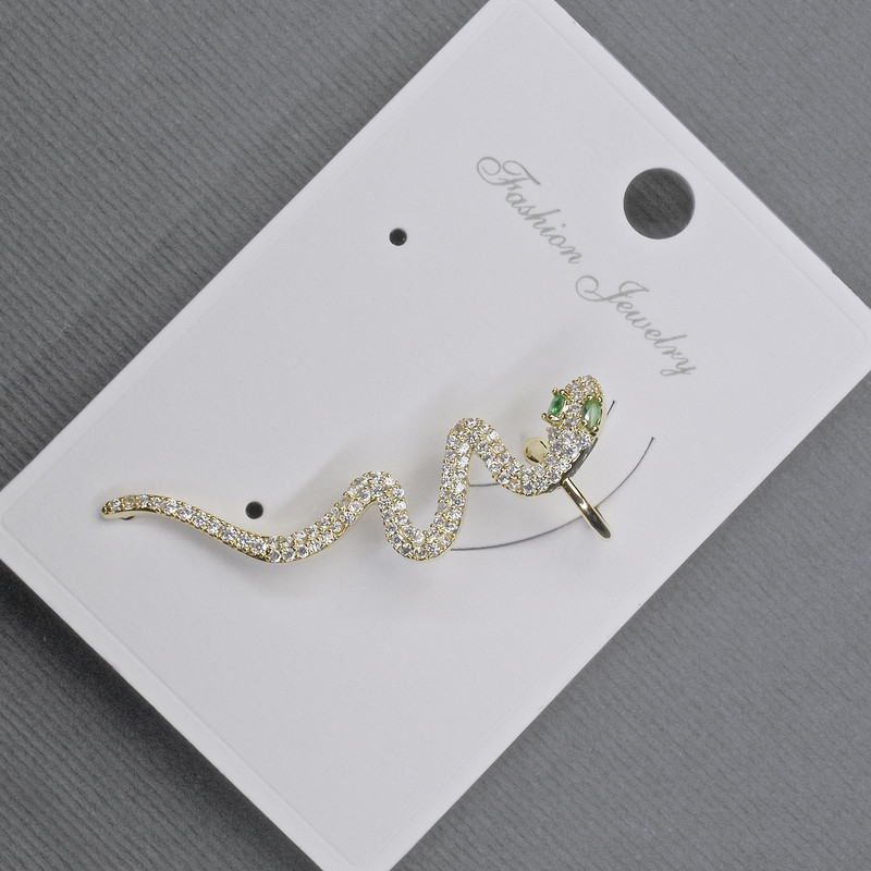 Cafe Stud Earrings in Yellow Metal with White and Green Rhinestones, length 41mm±
