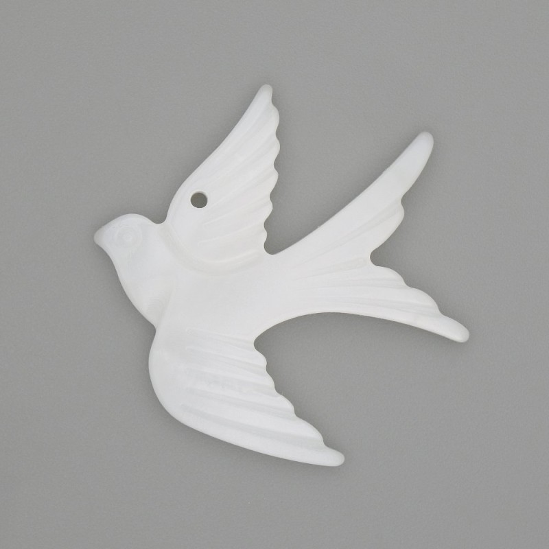 Pendant 'Swallow' made from natural white mother-of-pearl 25x27x3mm+