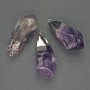 Amethyst Pendant natural stone, diameter 16x30mm±, length 37mm±, silver-tone metal finish