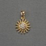 Pendant Sun, diameter 12×16mm± with white crystals, golden metal